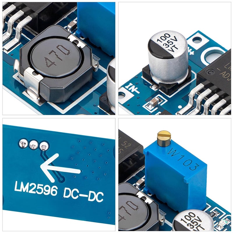 Petutu LM2596 DC-DC Buck Converter Module, 8 Pack Adjustable Voltage Regulator, 3.2V-46V Input (Recommended ≤40V), 1.25V-35V Output, 3A Max, Step Down Power Supply for Arduino, LED, DIY Projects - Image 5